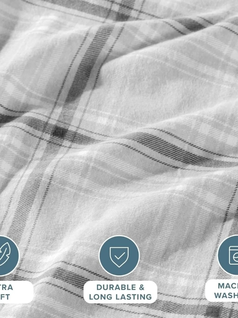 Minimalist Gray Plaid Duvet Cover - Timeless Neutral Bedding